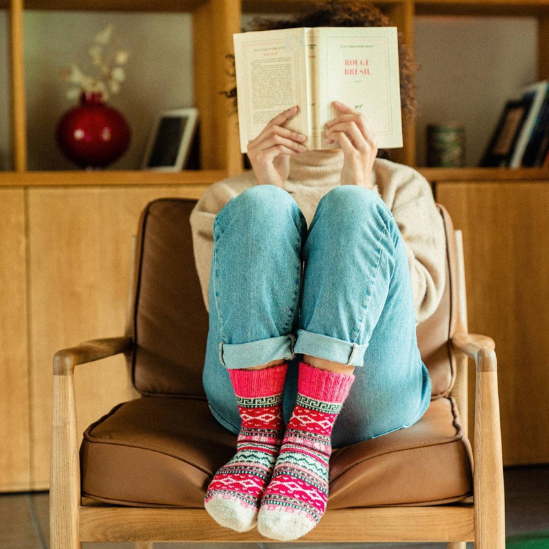 custom patterned wool socks lifestyle knit texture
