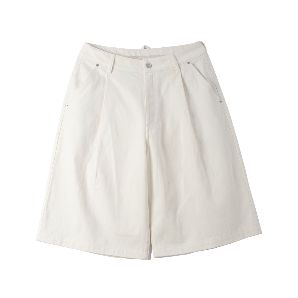 white denim culotte shorts