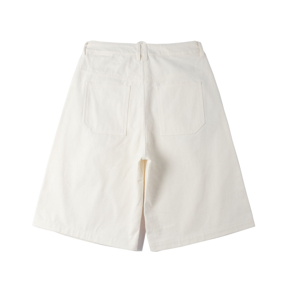 white denim culotte shorts back view