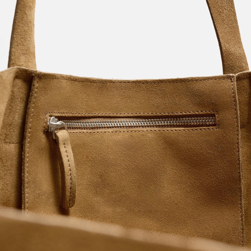 suede tote bag interior detail