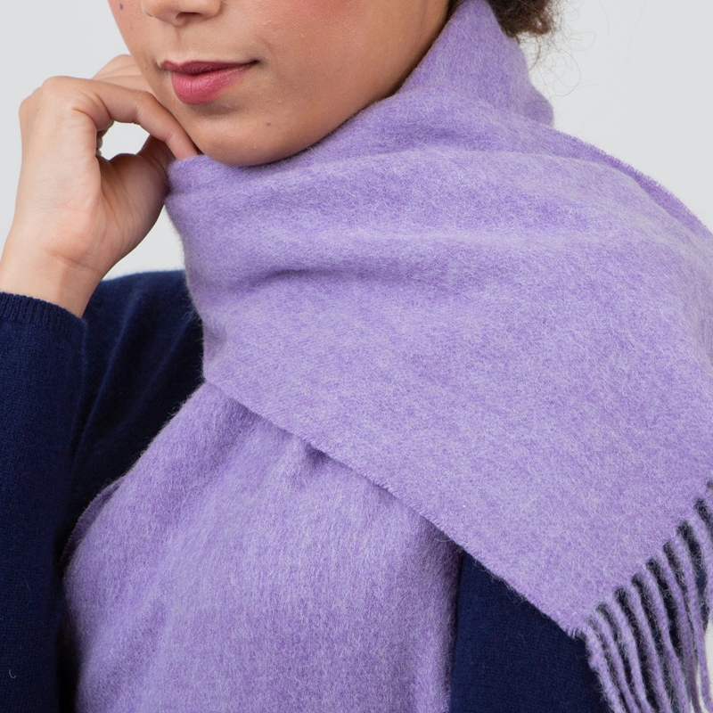 custom soft fringed winter scarf detail view
