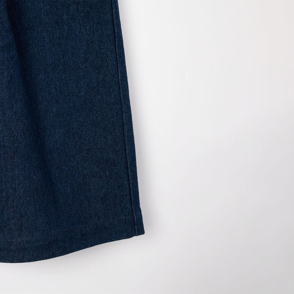 dark wash denim shorts hem view