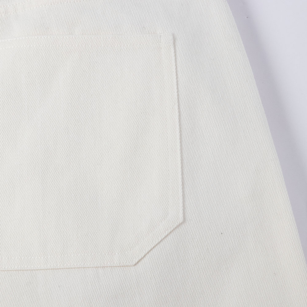 custom white denim culotte shorts pocket detail