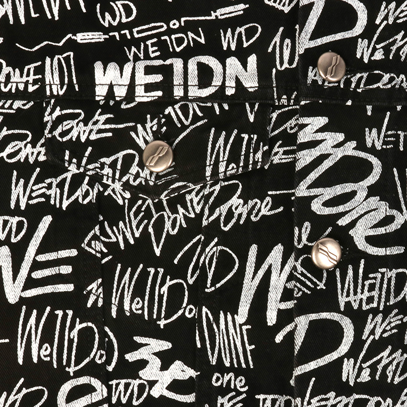 graffiti print denim jacket logo print detail