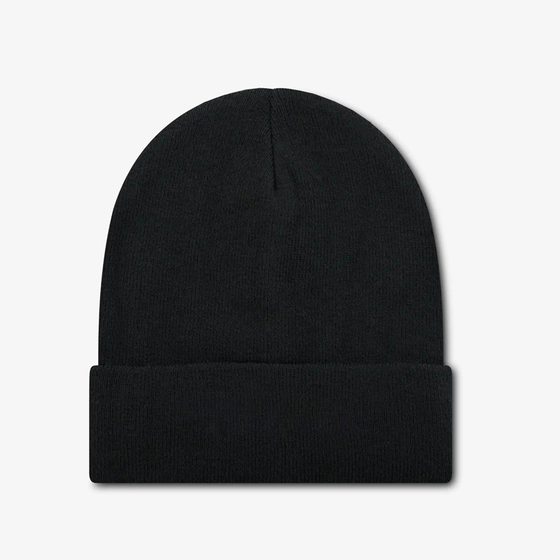 branded winter beanie supplier black beanie flat view