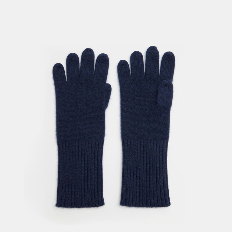 black ribbed knit wool gloves front view