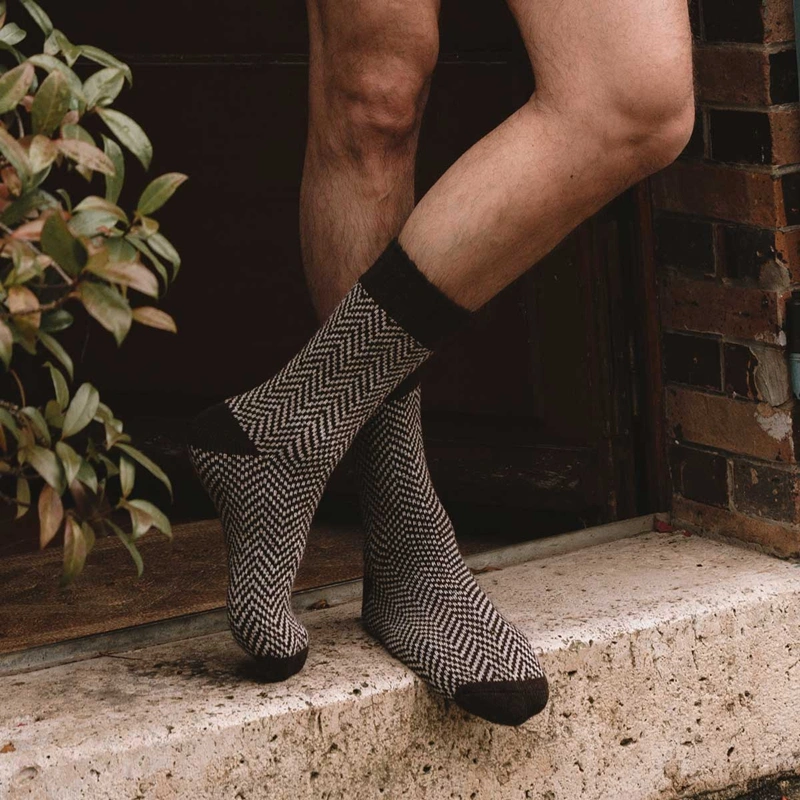 fair isle wool socks lifestyle pattern detail