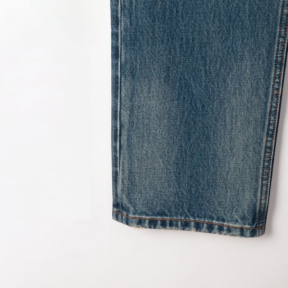 custom dark wash flare jeans leg shape detail