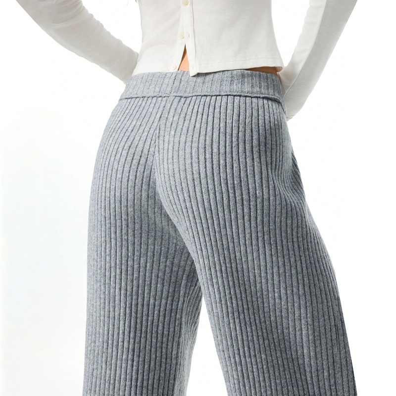 custom drawstring knit trousers ribbed texture detail