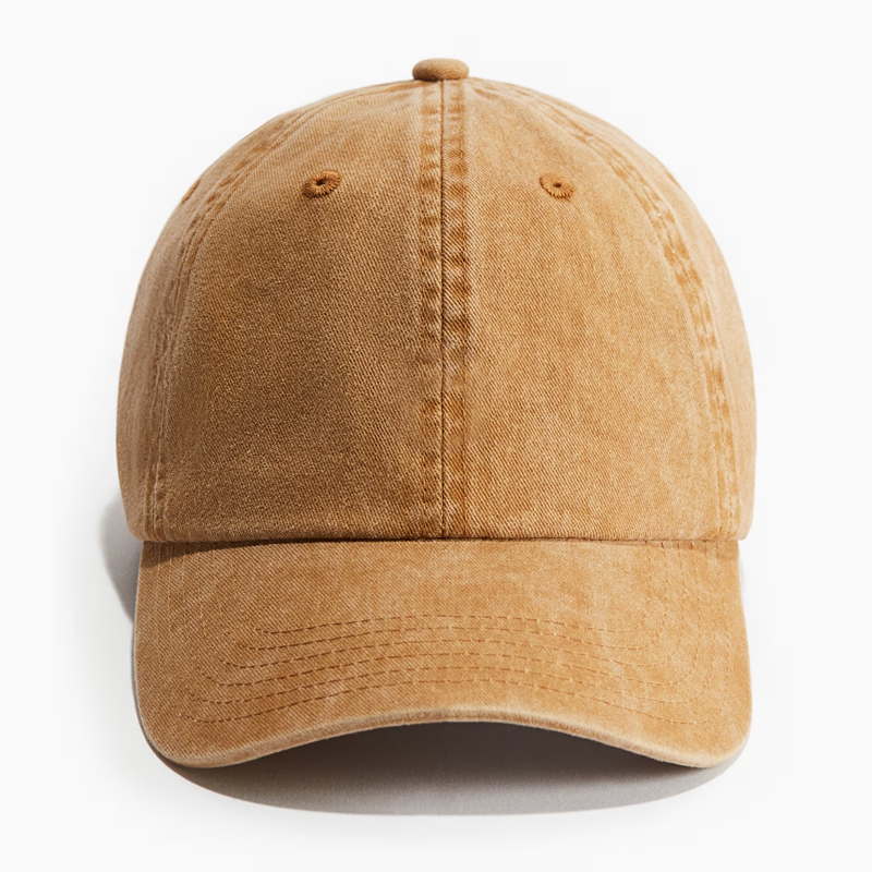 tan washed cotton dad hat front view