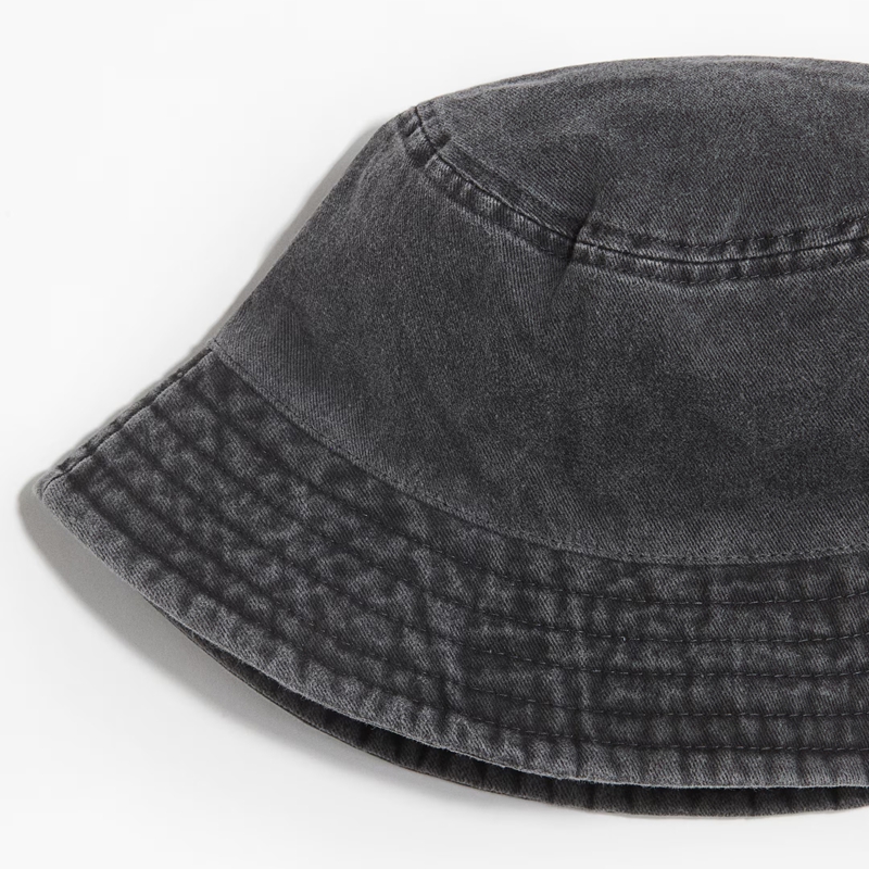 vintage denim bucket hat partial details shot