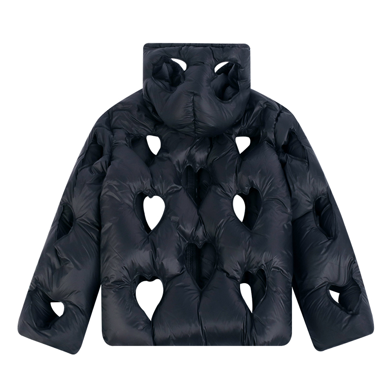 heart cutout puffer jacket back view