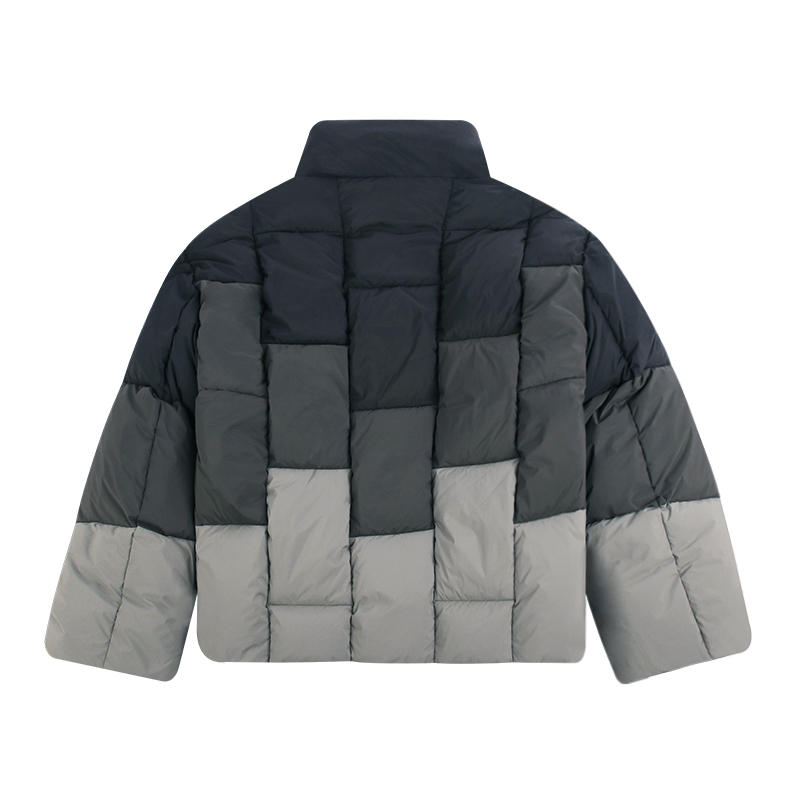 gradient patchwork puffer jacket back view