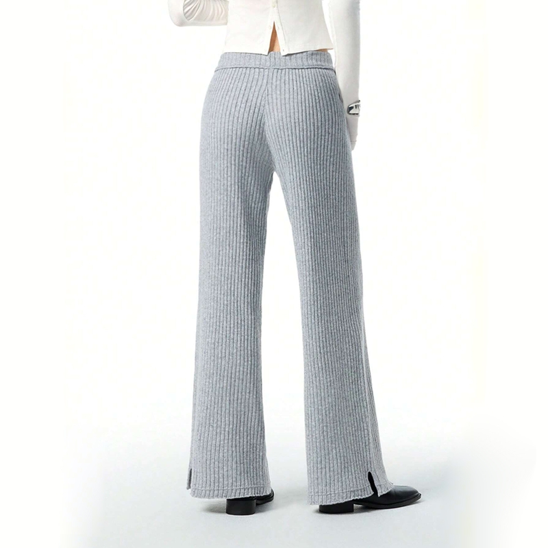 ribbed knit wide leg pants lifestyle styling back view