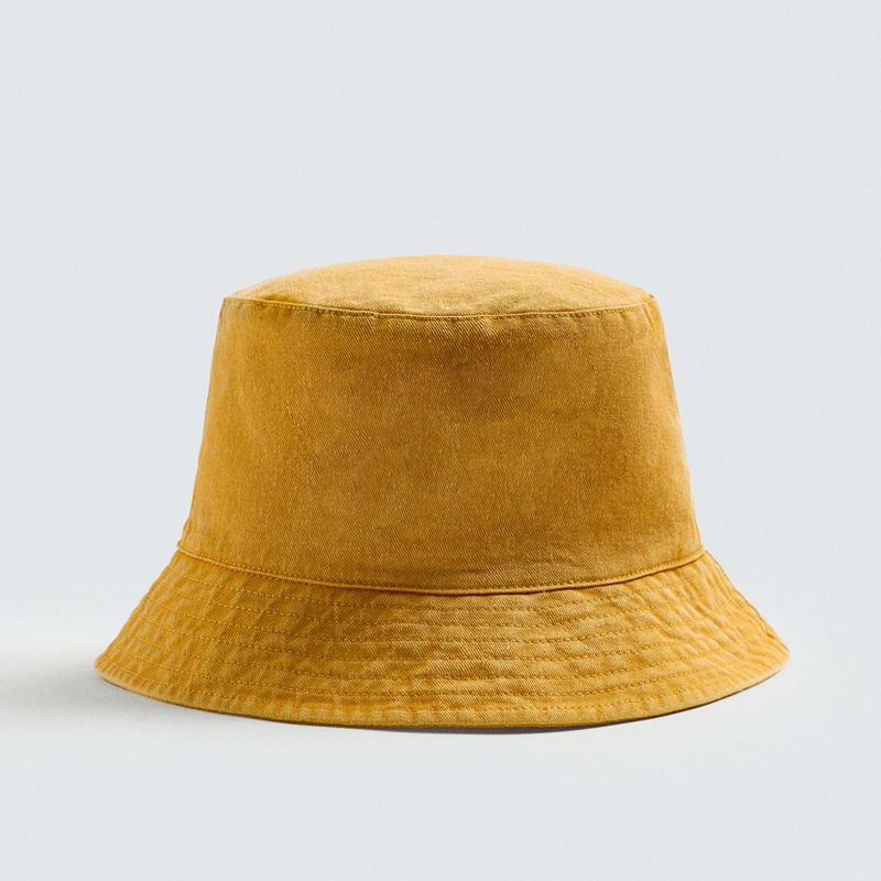 mustard yellow washed cotton bucket hat