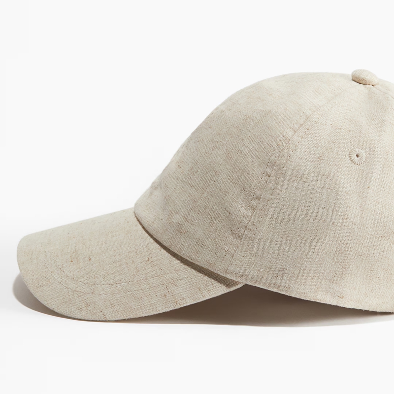 natural linen cotton dad hat side view