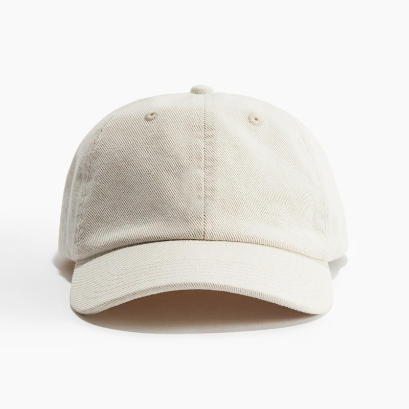 minimalist everyday beige dad hat detail view