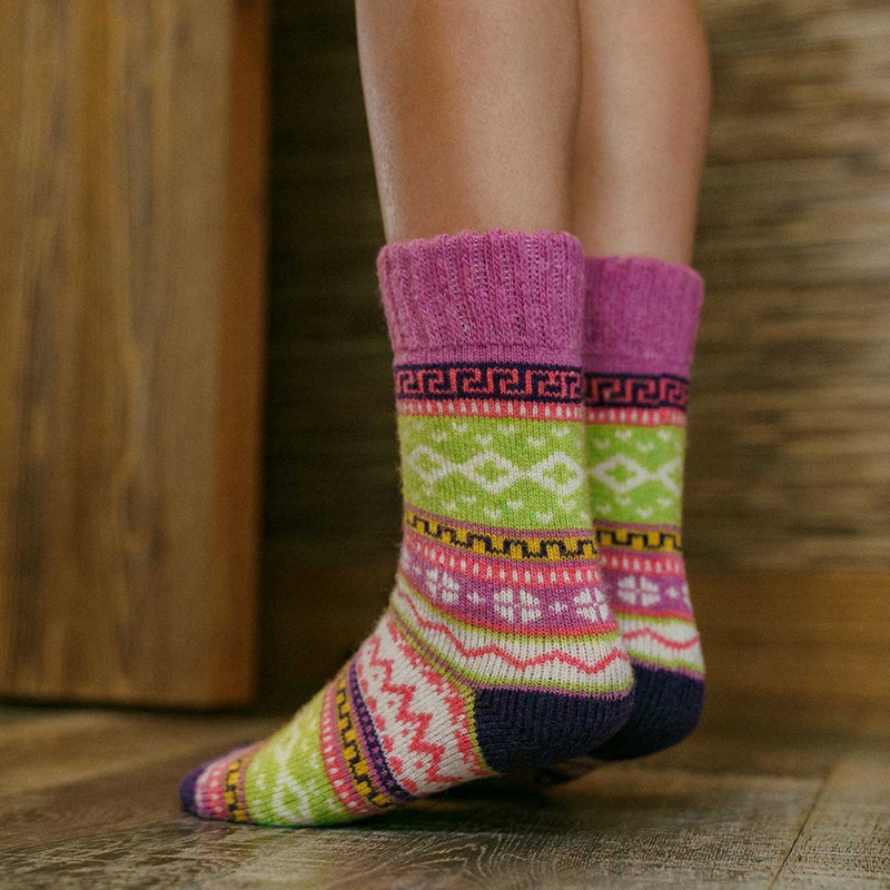 fair isle wool socks back view