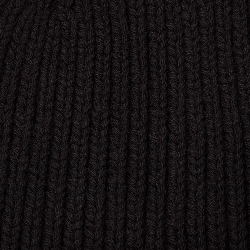 black ribbed knit cuffed beanie fabric detail