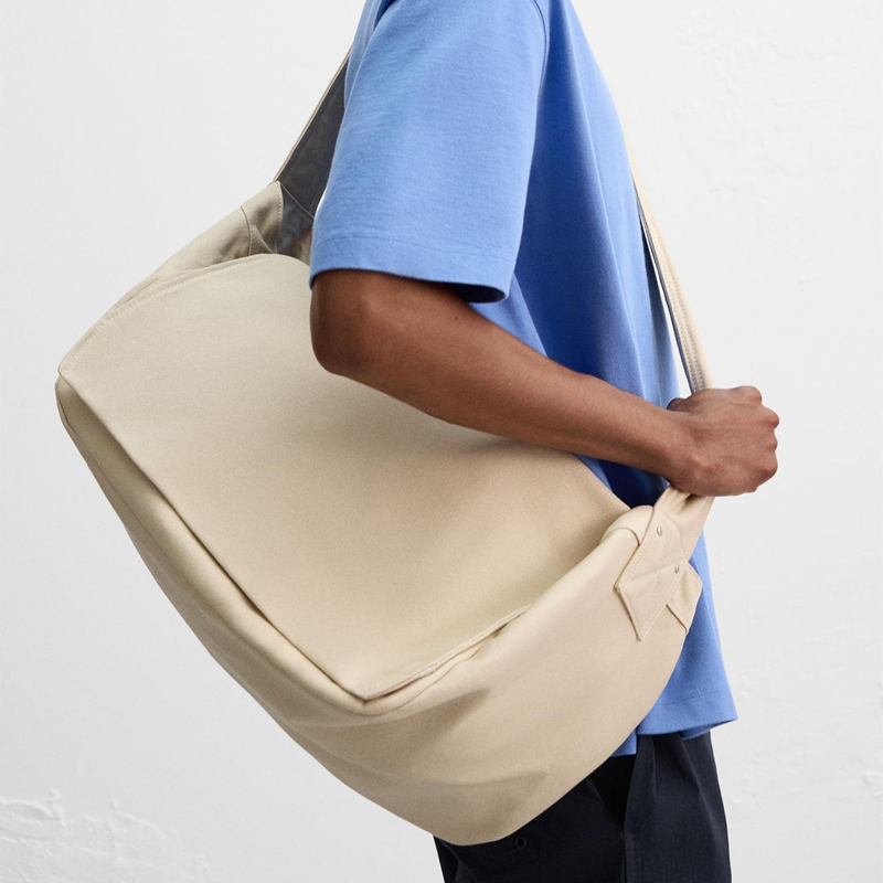beige canvas bag lifestyle side view