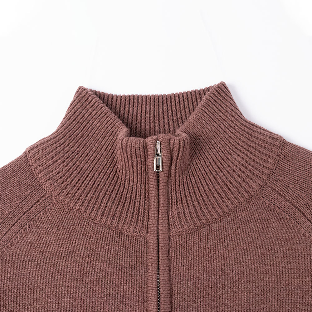 custom ribbed-trim relaxed-fit wool-blend knitwear zipper view