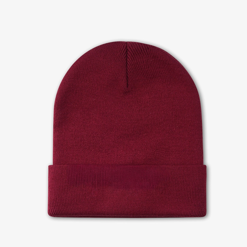 burgundy knit cuffed beanie