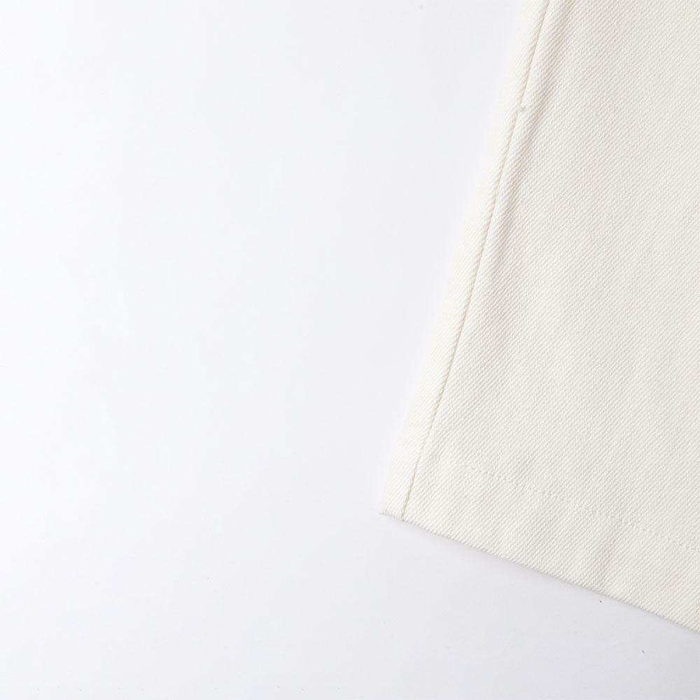 white denim culotte shorts fabric texture hem details