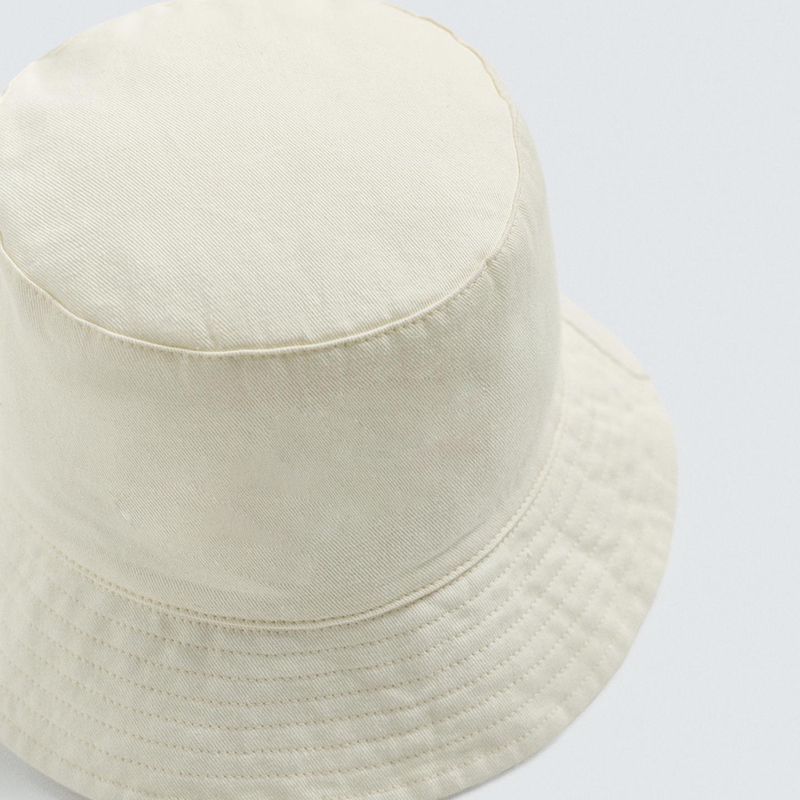 cream cotton bucket hat partial details shot