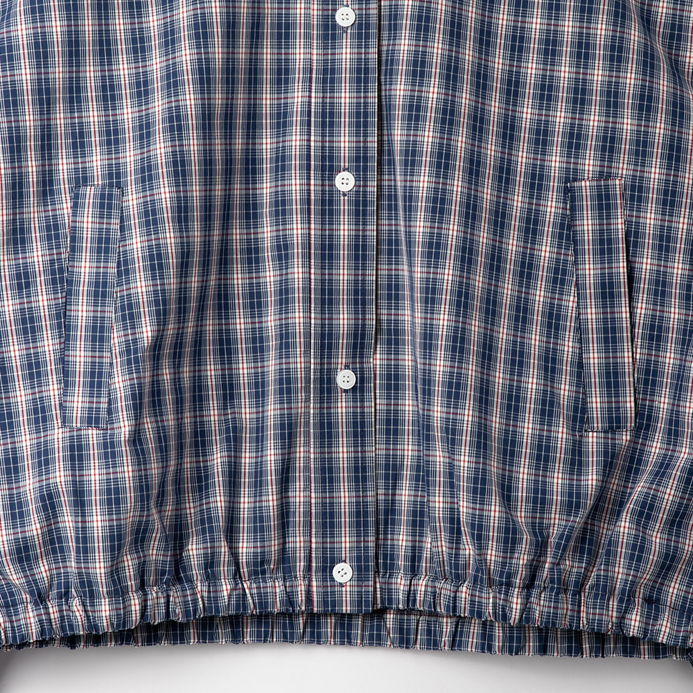 plaid harrington jacket with elastic hem