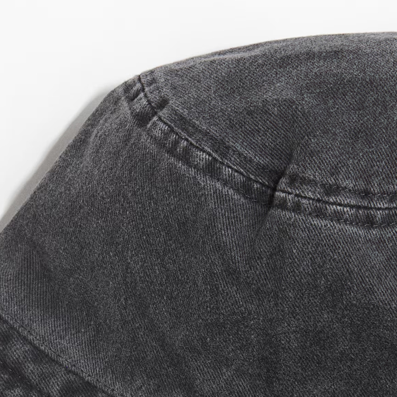 black washed denim bucket hat details view