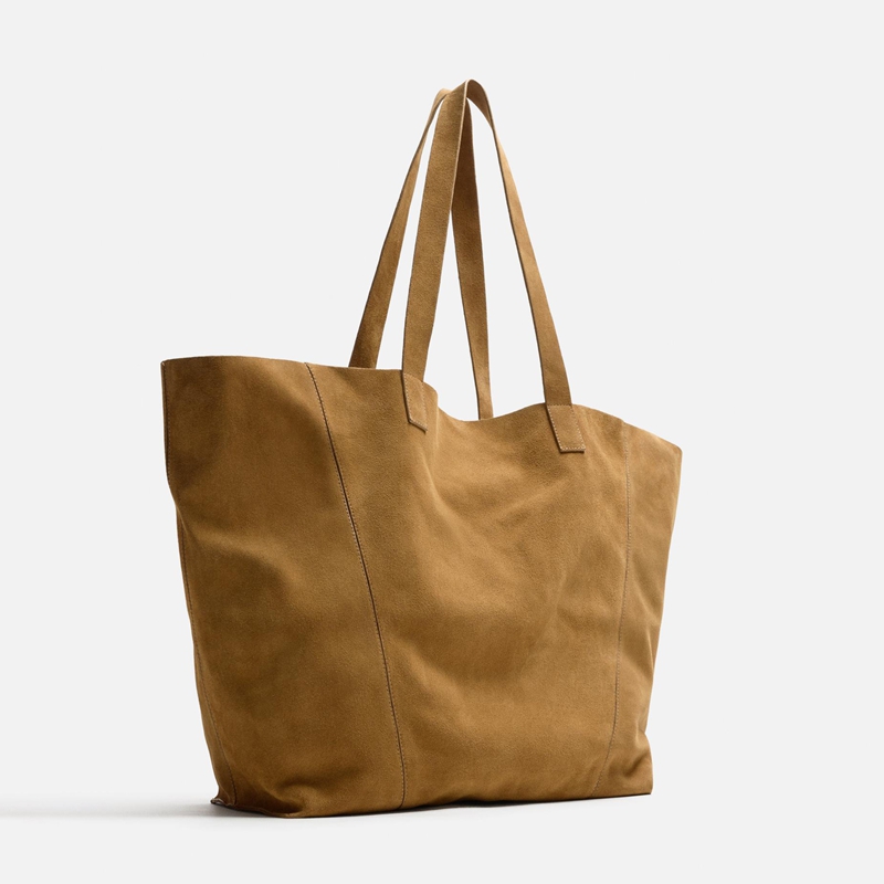 suede tote bag 45° angled view