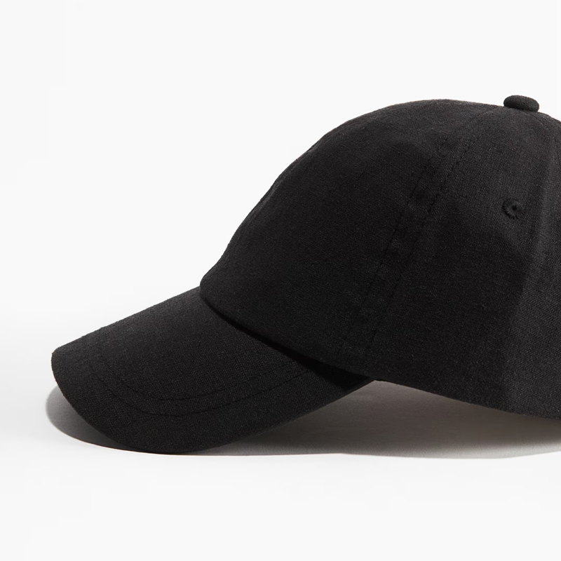 natural linen cotton dad hat detail side view