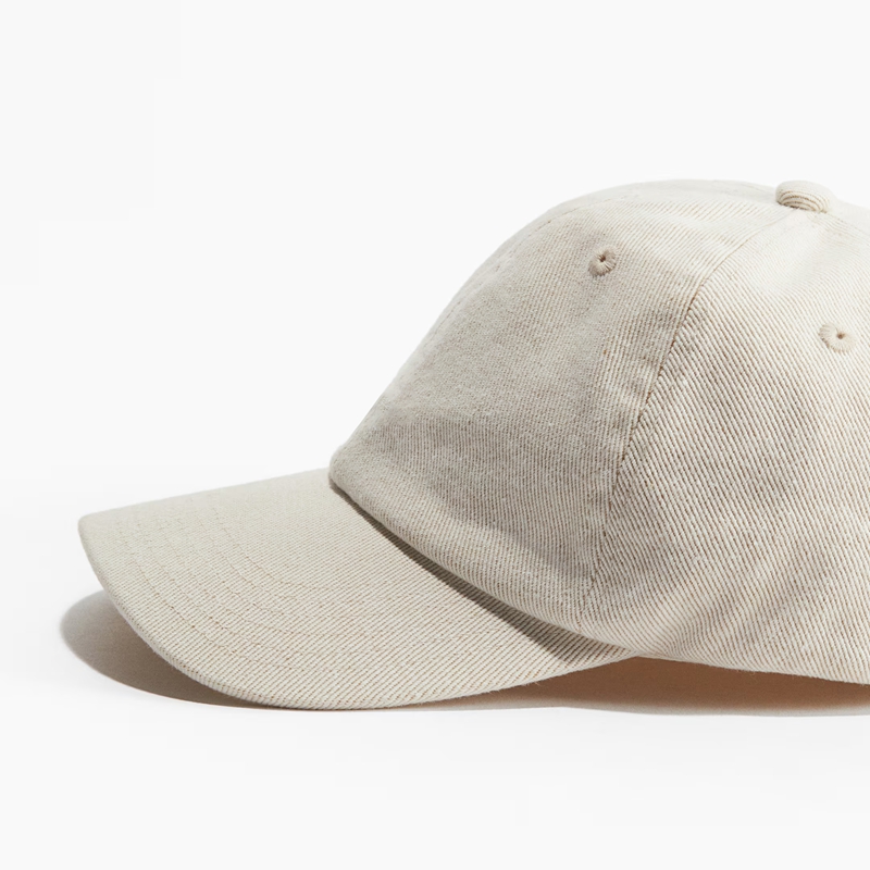 custom vintage-style beige washed baseball cap side view