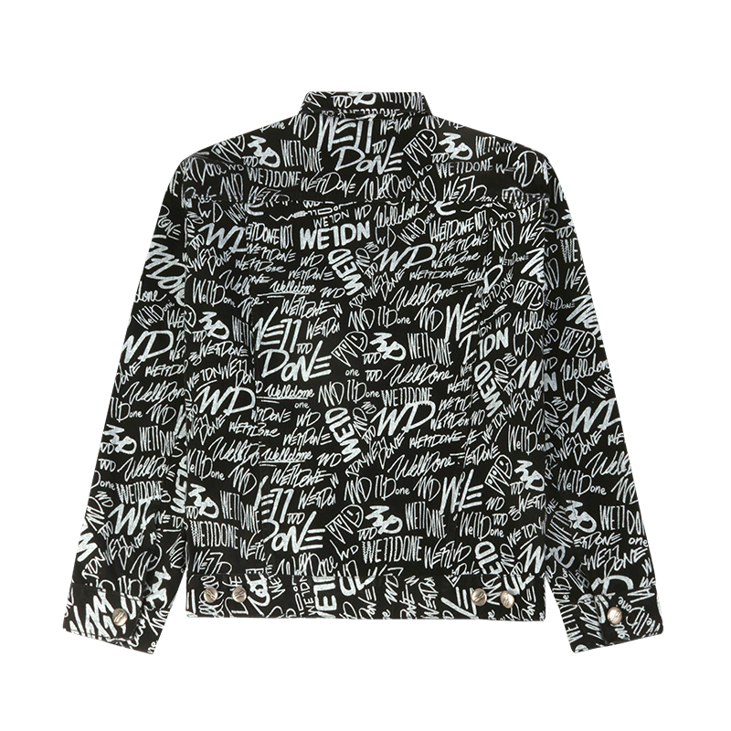 custom logo print denim jacket black denim