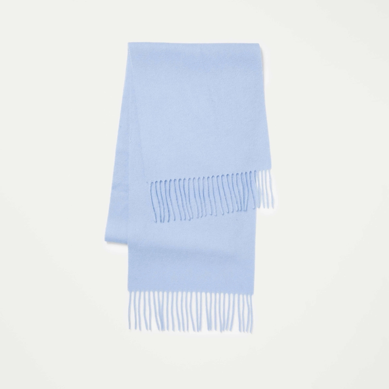 light blue fringed wool-blend scarf