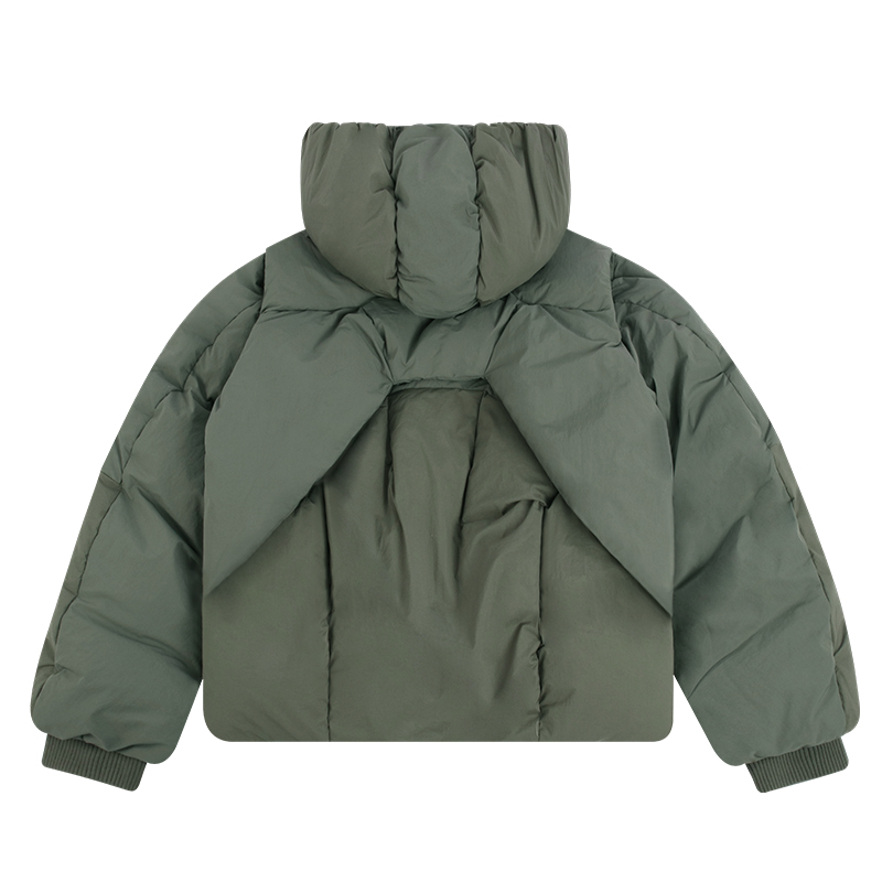 technical puffer jacket back view
