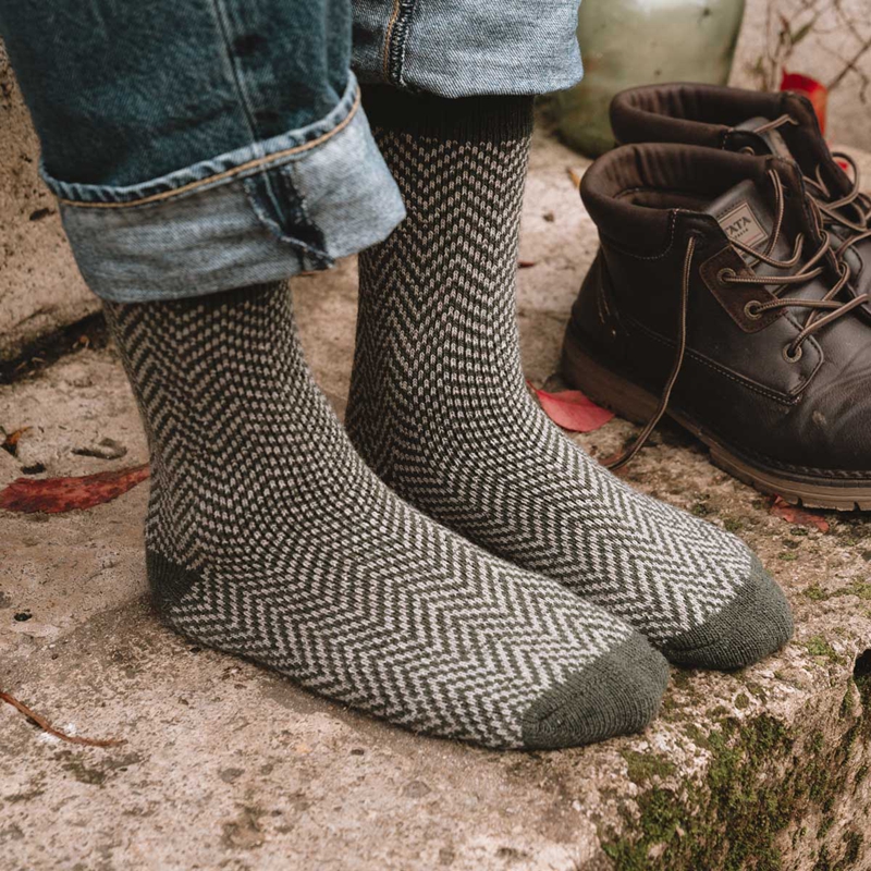 custom jacquard wool socks knit texture lifestyle view