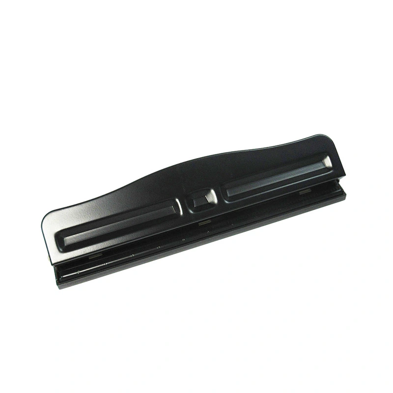 Black metal adjustable 12 sheets paper puncher 3 hole punch