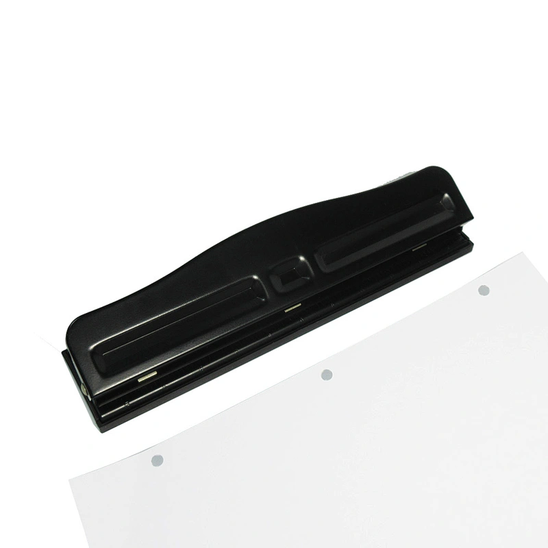 Black metal adjustable 12 sheets paper puncher 3 hole punch