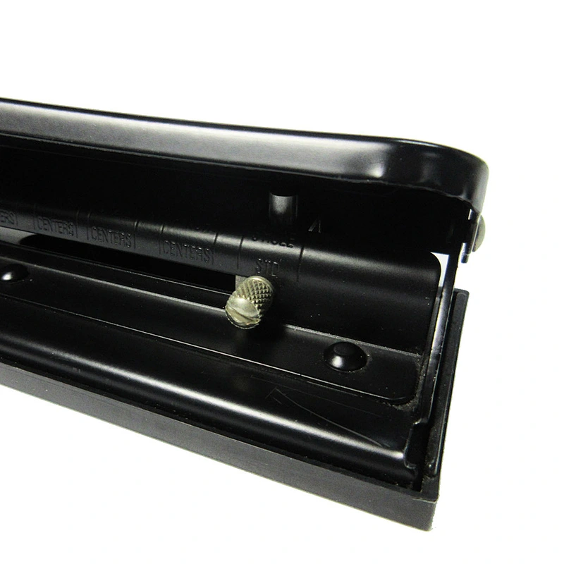 Black metal adjustable 12 sheets paper puncher 3 hole punch