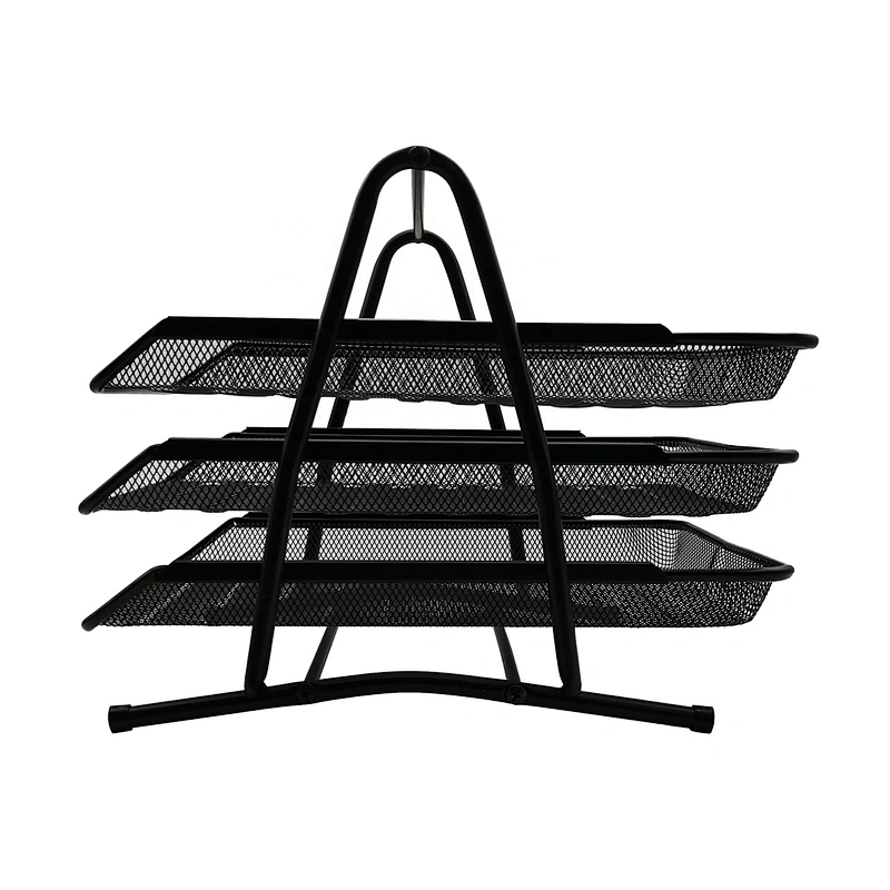 Office desktop metal 3 tiers mesh documents file tray