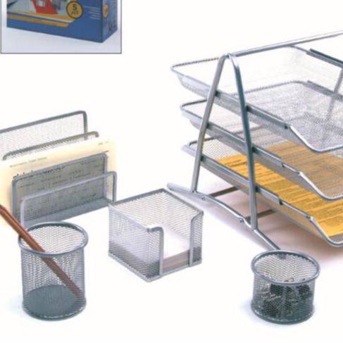 Desktop metal mesh 5 pieces organizer desk stationery set