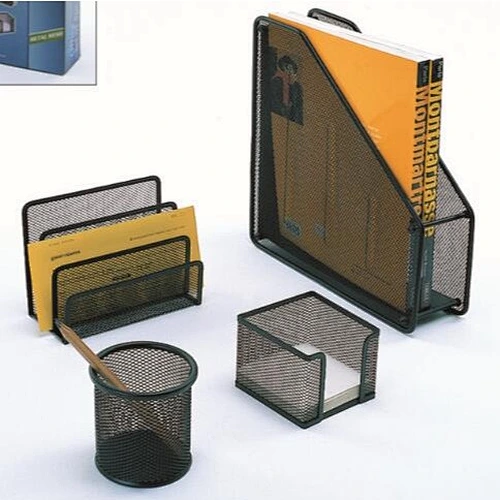 Desktop metal mesh organizer 4 pieces office stationery sets