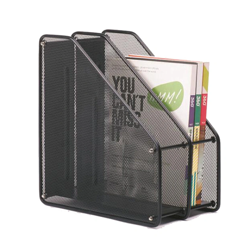 Office desktop organizer mesh 2 dividers file magazine holder