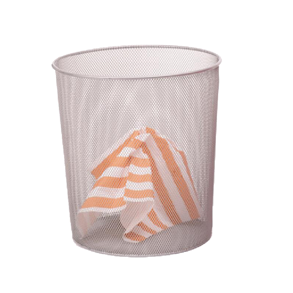 metal silver waste basket