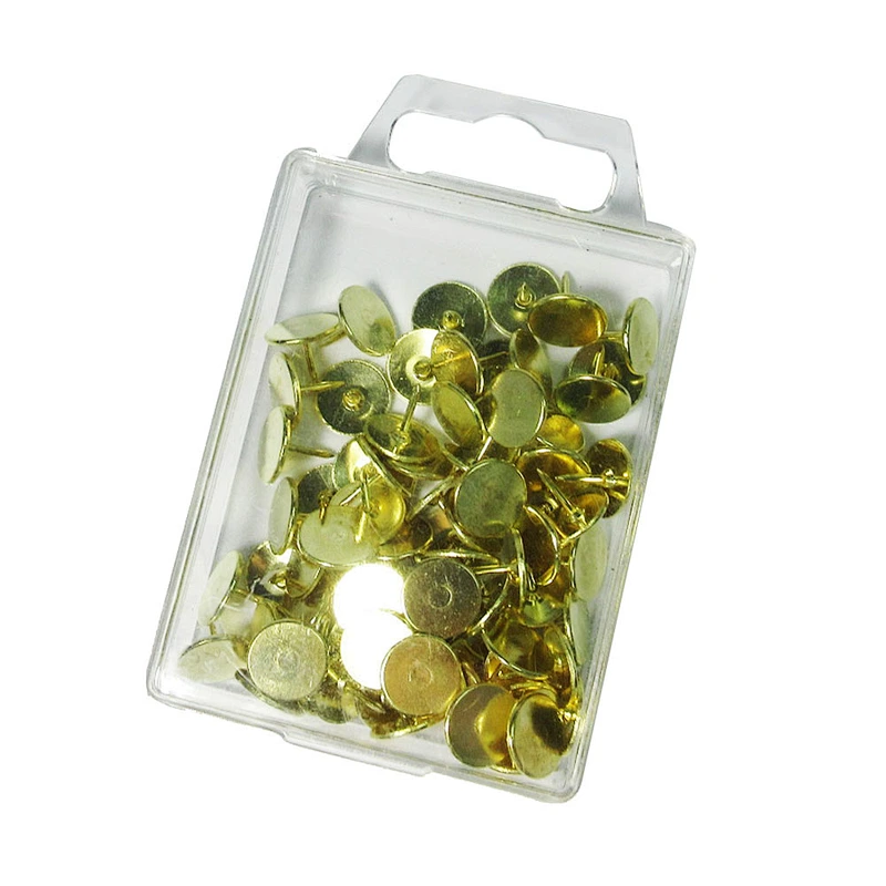 Office flat head gold decorative push pins thumb tacks