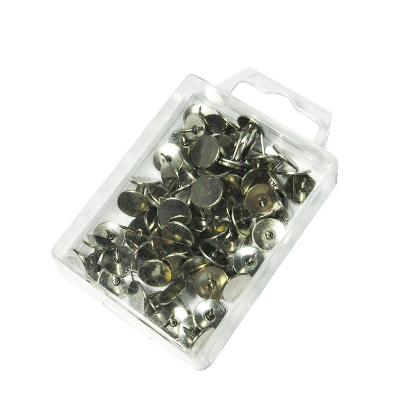 Office stationery flat head gold push pins thumb tacks