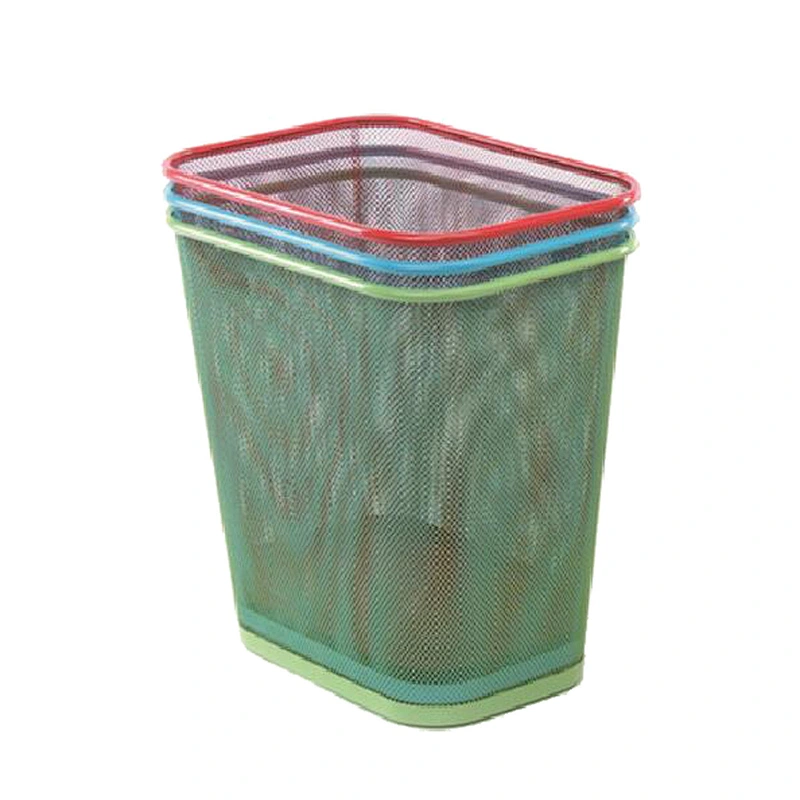 Colorful office metal mesh square paper waste bin