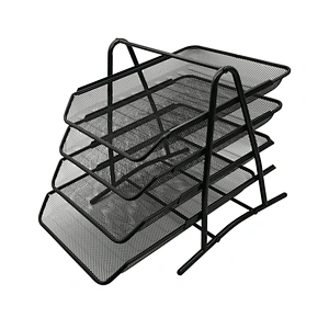 Office desktop 4 tiers mesh stackable documents letter file tray
