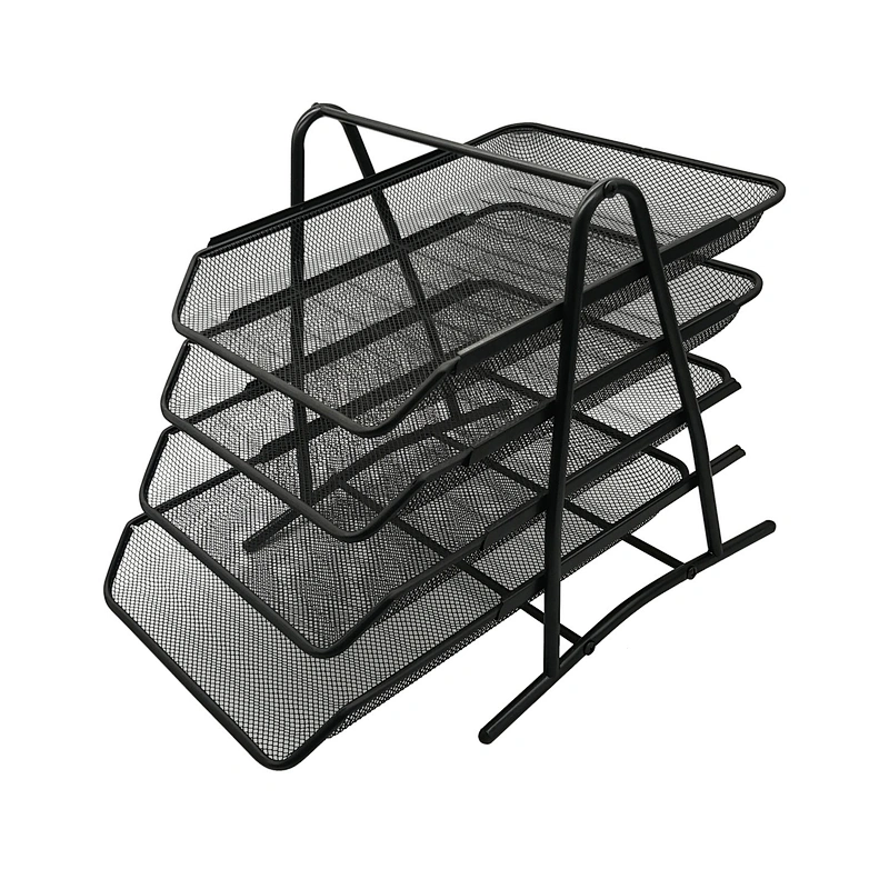 Office desktop 4 tiers mesh stackable documents letter file tray